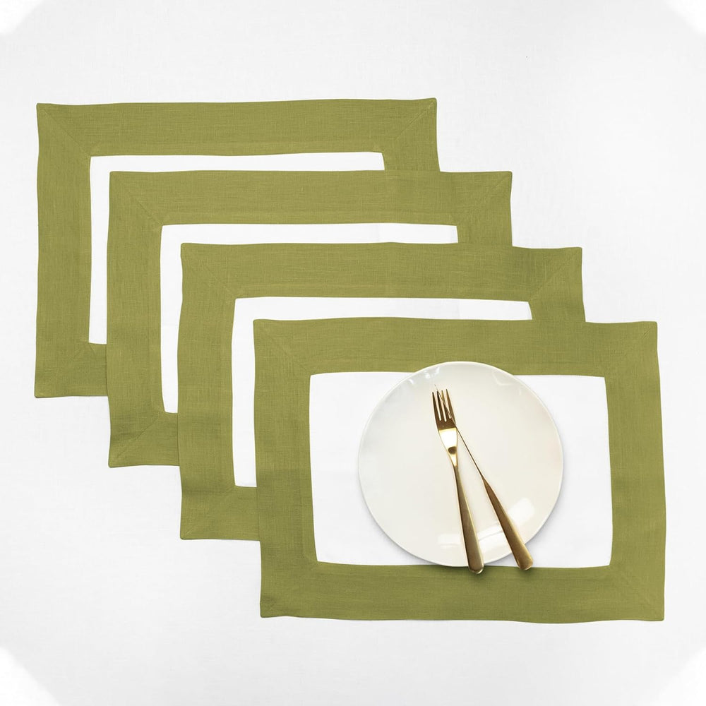 Plain Cotton Bordered Placemats, Sets - Aura living