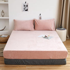 Velvet Fitted Sheet Set - Soft Pink - Aura living