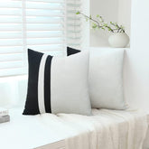 Set of 2 Black and White Farmhouse Jute Cushion Cover - Aura Living