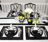 Cotton Luxury Dining Set Mited Corner Bordered - White and Black - Aura Living