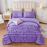 Luxury Cotton Frilled Duvet Set -Lilac - Aura Living