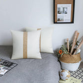 Pack of 2 Boho Modern Accent Jute Striped Cushion Cover Beige Strip - Aura Living