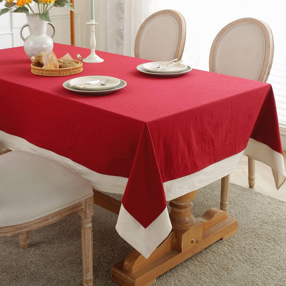 Decorative Tablecloth - Red With White Bordered - Aura living