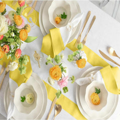 Cotton Luxury Dining Set Mieted Corner Bordered - Sunshine Yellow and White - Aura living