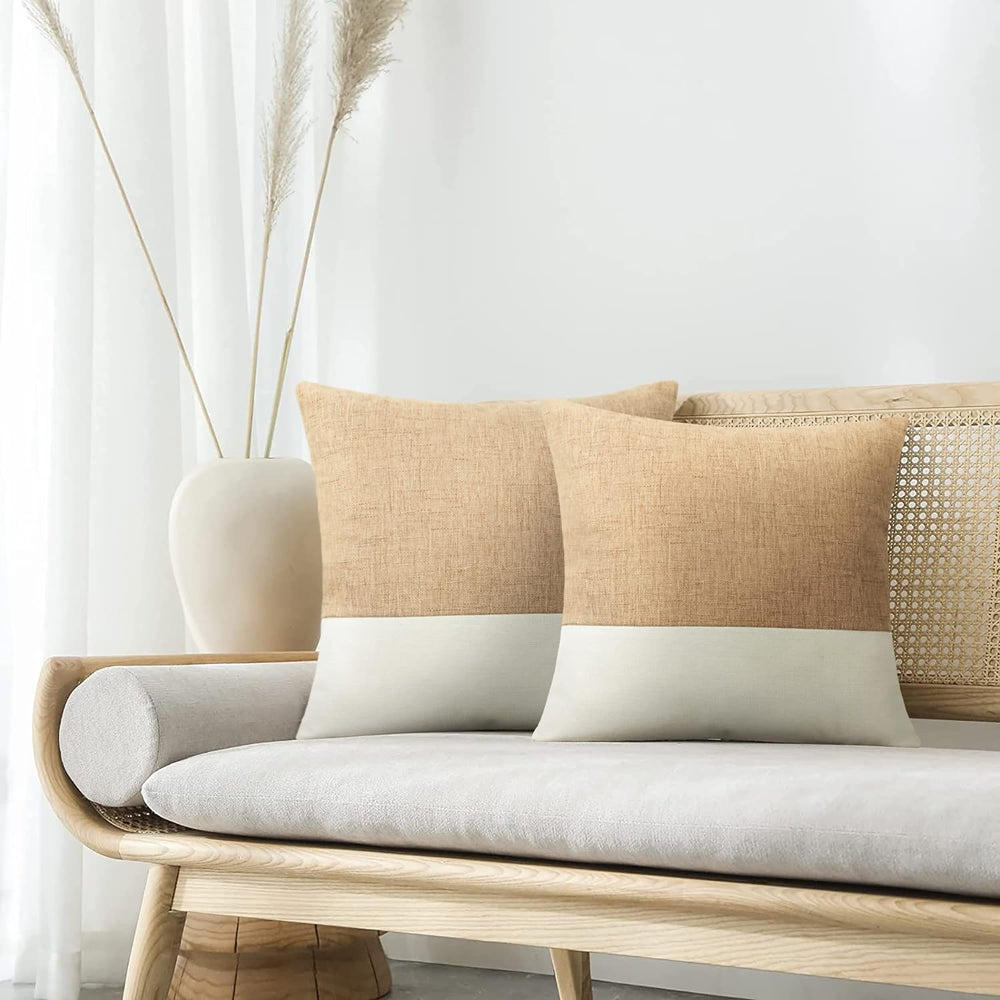 JASEN Beige and White Decorative Jute Cushion Cover - Aura living