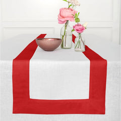 Cotton Luxury Dining Set Mited Corner Bordered - Red and White - Aura living