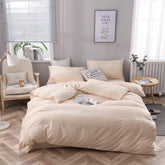 Plain Dyed Cotton Duvet Cover Set - Khaki - Aura Living