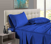 Luxury Strip Satin Bed sheet Set - Royal Blue - Aura living