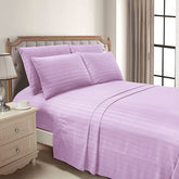 Luxury Strip Satin Bed sheet Set - Lilac - Aura living