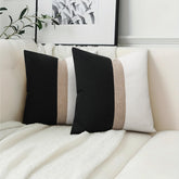 JASEN Beige Strip Black and White Decorative Jute Cushion Cover - Aura Living