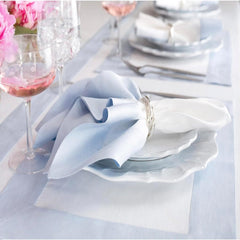 Cotton Luxury Dining Set Mited Corner Bordered - Sky Blue and White - Aura living