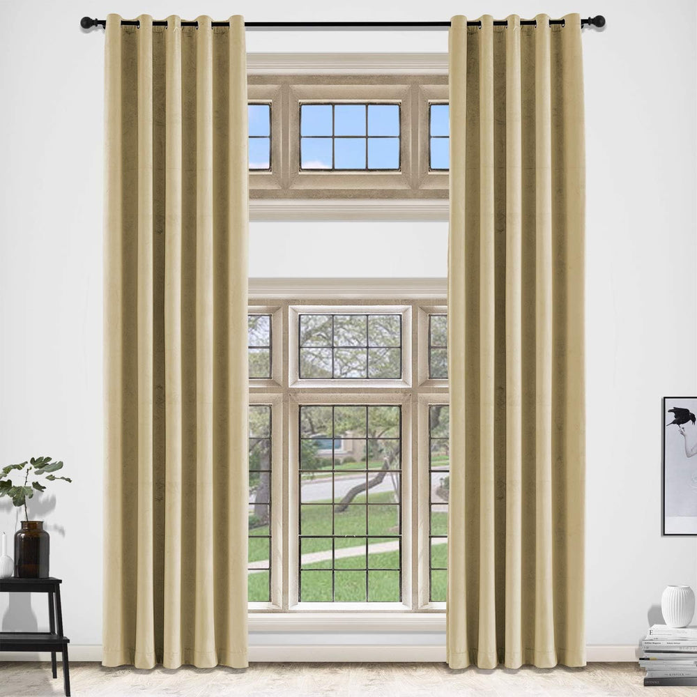 Khaki Premium Quality Velvet Curtain -1 Panel - Aura living
