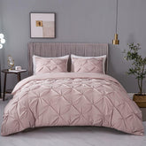 Luxury Cotton Satin Pintuck Duvet Cover Set - Light Pink - Aura Living