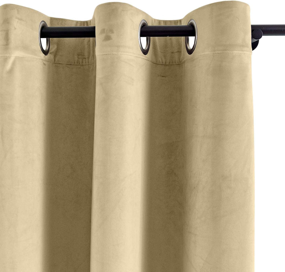 Khaki Premium Quality Velvet Curtain -1 Panel - Aura living