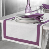 7 Pcs Cotton Table Runner Set- With Color Strip Bordered - Aura living
