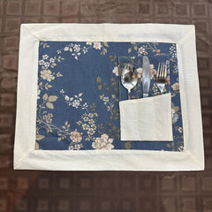 Night Garden Table Mat Set With Off White border