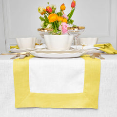 Cotton Luxury Dining Set Mieted Corner Bordered - Sunshine Yellow and White - Aura living
