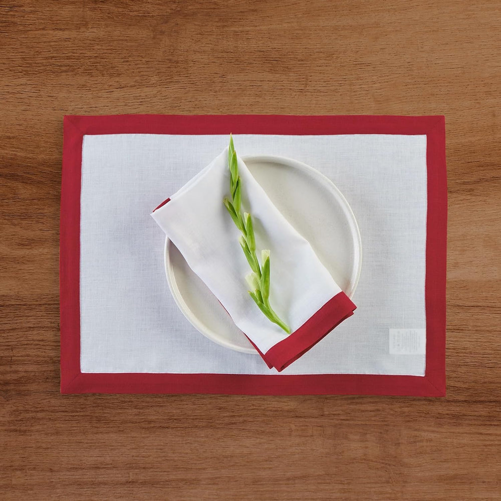 Plain Cotton Bordered Placemats, Sets - Aura living