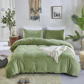 Luxury Velvet Duvet Cover Set - Parrot Green - Aura Living