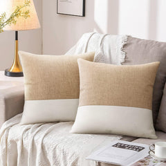 JASEN Beige and White Decorative Jute Cushion Cover - Aura living