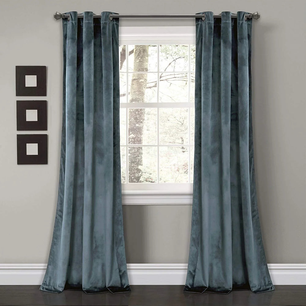 Slat Grey Premium Quality Velvet Curtain -1 Panel - Aura living