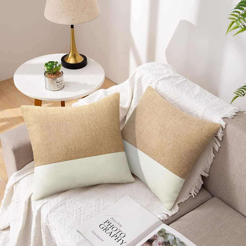 JASEN Beige and White Decorative Jute Cushion Cover - Aura living