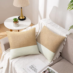 JASEN Beige and White Decorative Jute Cushion Cover - Aura living