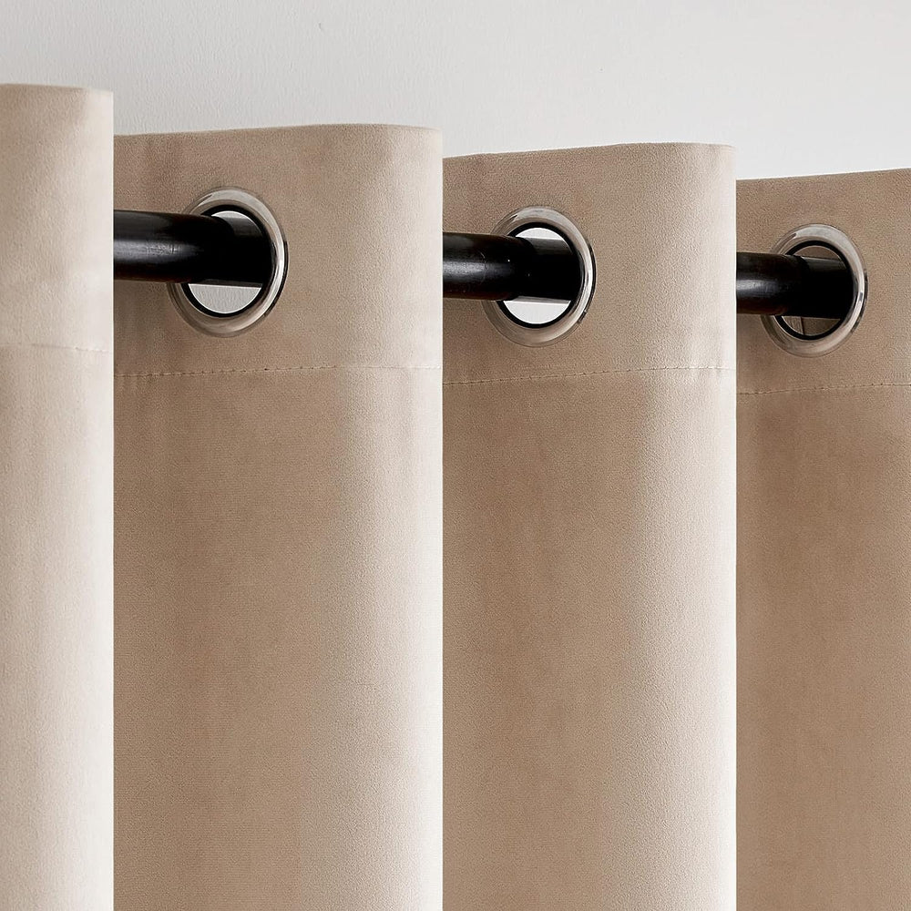 Beige Premium Quality Velvet Curtain -1 Panel - Aura living
