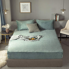 Velvet Fitted Sheet Set - Silver