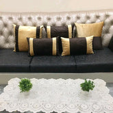 pack of 5 Cabana Strip Cushion Cover Gold and Brown