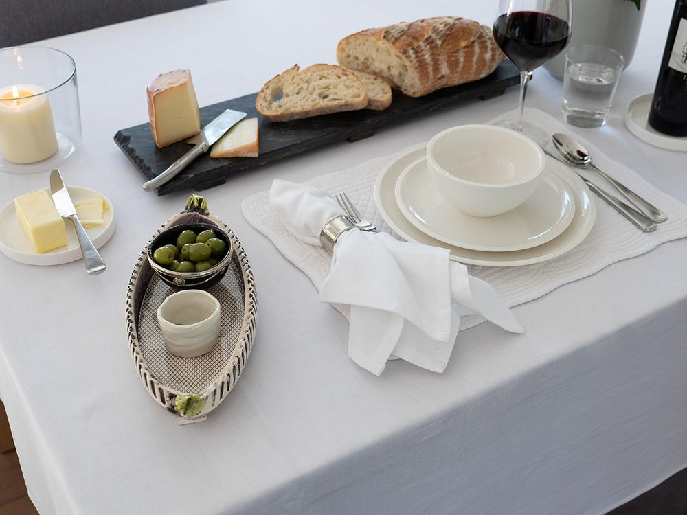 100%Cotton Dinning Set -WHITE - Aura living