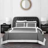 Grey And White Luxury Multi Box Egyptian Cotton Duvet Set - Aura living