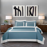 Aqua And White Luxury Multi Box Egyptian Cotton Duvet Set - Aura living