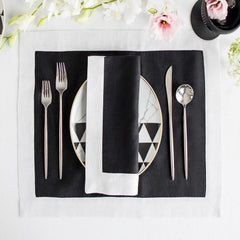 Cotton Luxury Dining Set Mited Corner Bordered - Black and White - Aura living