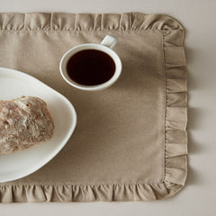 Luxury Cotton Dinning Set With Frilld - White