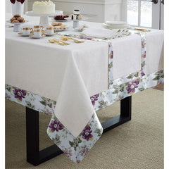 Cotton Table cover with Print Bordered- Brookblad purple
