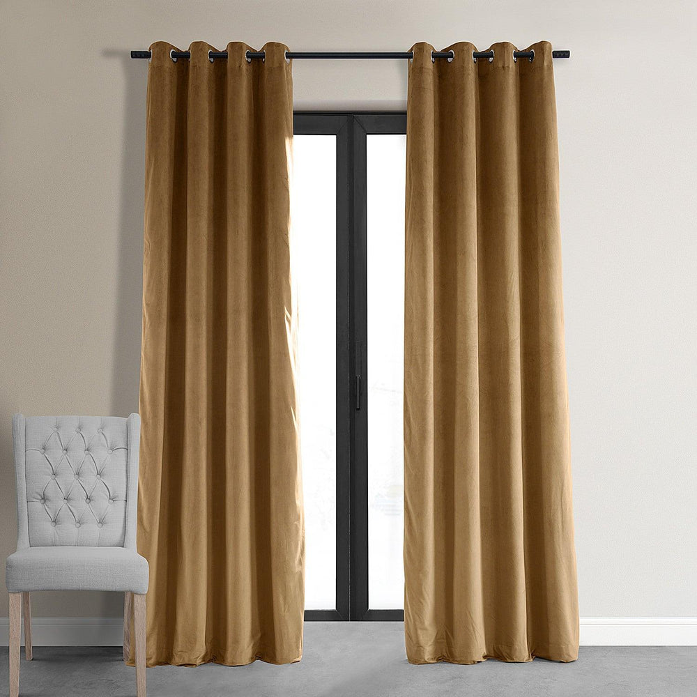 Amber Gold Premium Quality Velvet Curtain -1 Panel - Aura living