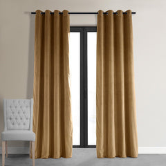 Amber Gold Premium Quality Velvet Curtain -1 Panel - Aura living