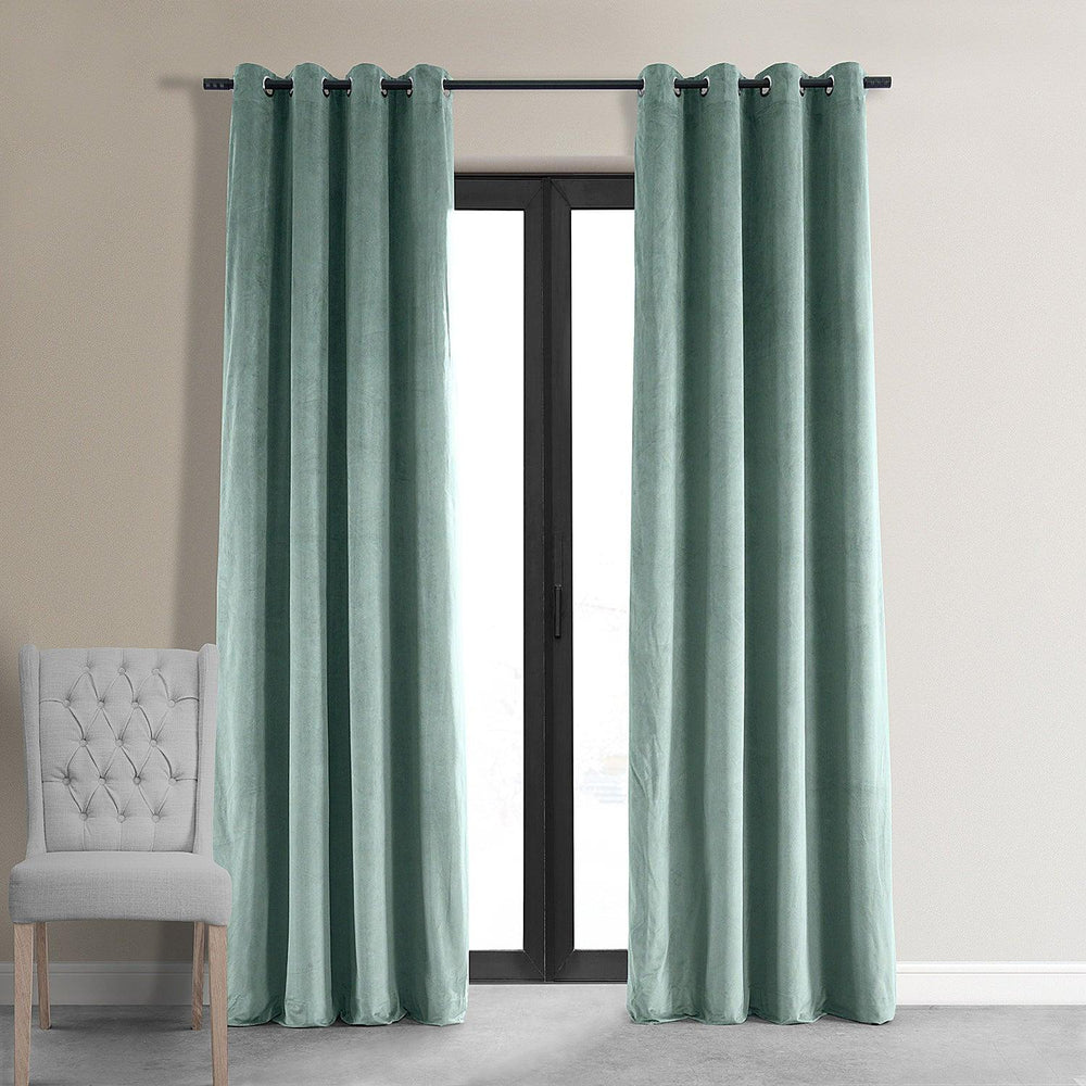 Aqua Mist Premium Quality Velvet Curtain -1 Panel - Aura living