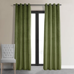 Basque Green Premium Quality Velvet Curtain -1 Panel - Aura living