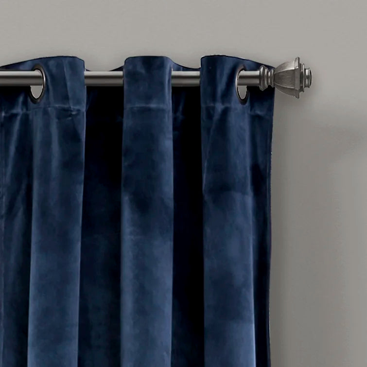 Medium Blue Premium Quality Velvet Curtain -1 Panel - Aura living