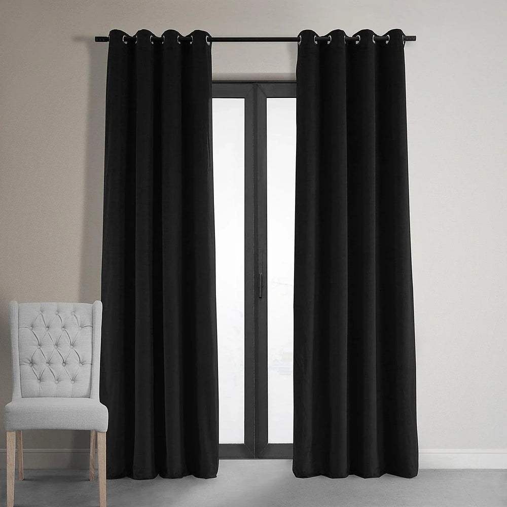 Black Premium Quality Velvet Curtain -1 Panel - Aura living