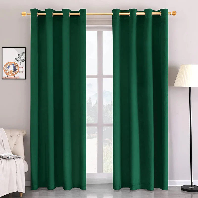 British Green Premium Quality Velvet Curtain -1 Pane - Aura living