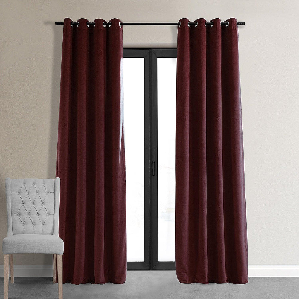 Burgundy Premium Quality Velvet Curtain -1 Panel - Aura living