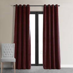Burgundy Premium Quality Velvet Curtain -1 Panel - Aura living