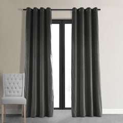 Charcoal Grey Premium Quality Velvet Curtain -1 Panel - Aura living