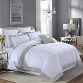 300 TC Satin Criss Cross Pleated Duvet Cover Set -White - Aura living