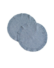 Round Ruffle Plain Cotton Placemats, Set - Aura living