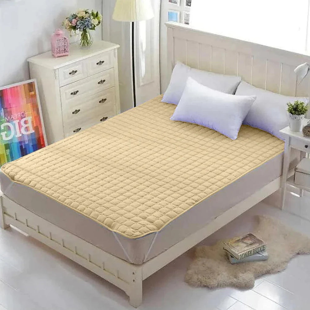 Quilted Waterproof Mattress Pad - Beige - Aura living