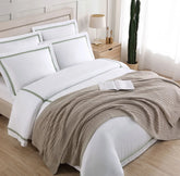 Grey Framed Bamboo Cotton Satin Duvet Set White - Aura living